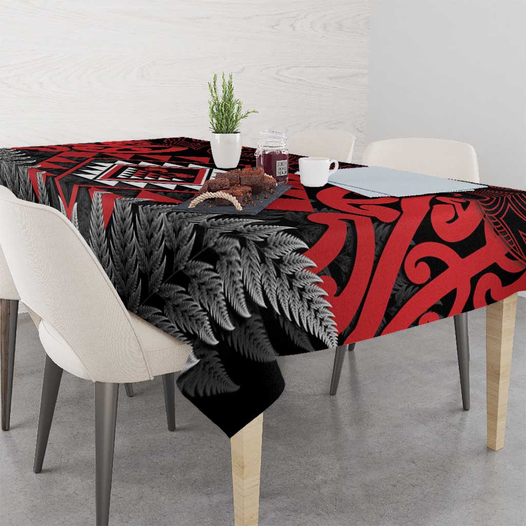 Aotearoa Kiwi Taniko Tablecloth Silver Fern With Maori Koru Pattern LT14 - Polynesian Pride