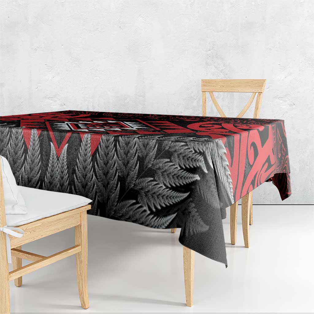 Aotearoa Kiwi Taniko Tablecloth Silver Fern With Maori Koru Pattern LT14 - Polynesian Pride