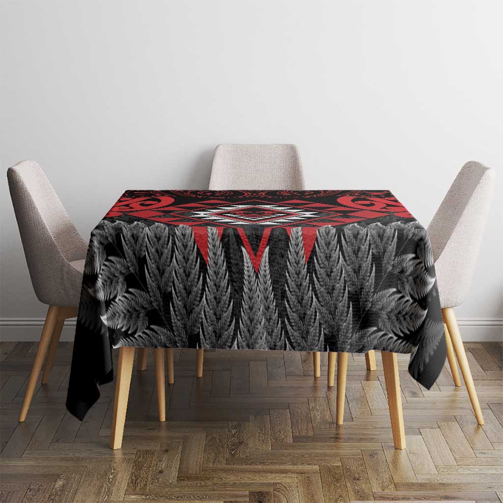 Aotearoa Kiwi Taniko Tablecloth Silver Fern With Maori Koru Pattern LT14 - Polynesian Pride