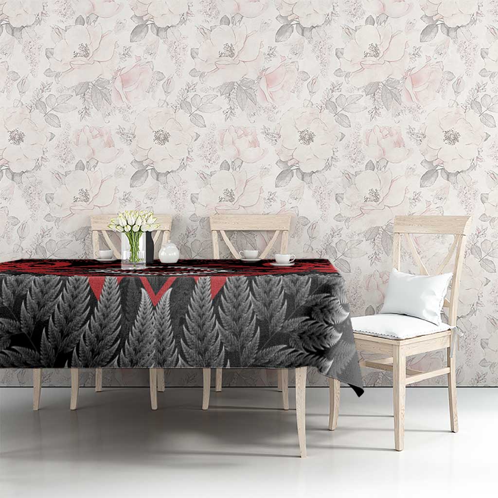 Aotearoa Kiwi Taniko Tablecloth Silver Fern With Maori Koru Pattern LT14 - Polynesian Pride