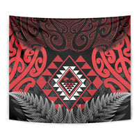 Aotearoa Kiwi Taniko Tapestry Silver Fern With Maori Koru Pattern