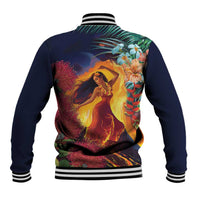 Hawaii Kilauea Big Islands Baseball Jacket Pele Goddess With Tropical Flowers