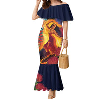 Hawaii Kilauea Big Islands Family Matching Mermaid Dress and Hawaiian Shirt Pele Goddess With Tropical Flowers