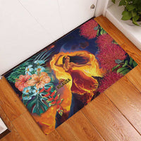 Hawaii Kilauea Big Islands Rubber Doormat Pele Goddess With Tropical Flowers