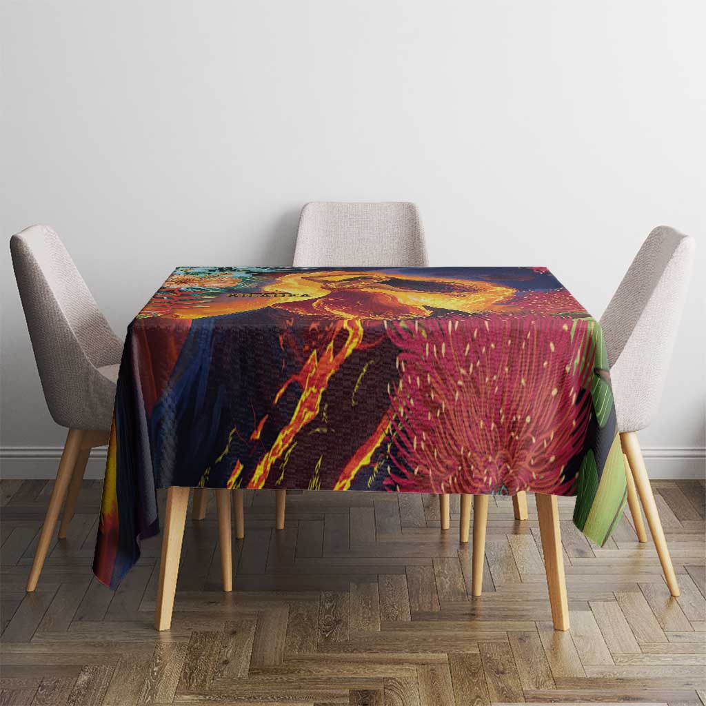 Hawaii Kilauea Big Islands Tablecloth Pele Goddess With Tropical Flowers