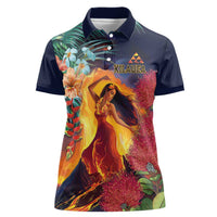 Hawaii Kilauea Big Islands Women Polo Shirt Pele Goddess With Tropical Flowers LT14 Female Art - Polynesian Pride