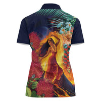 Hawaii Kilauea Big Islands Women Polo Shirt Pele Goddess With Tropical Flowers LT14 - Polynesian Pride