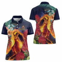 Hawaii Kilauea Big Islands Women Polo Shirt Pele Goddess With Tropical Flowers LT14 - Polynesian Pride