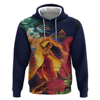 Hawaii Kilauea Big Islands Zip Hoodie Pele Goddess With Tropical Flowers