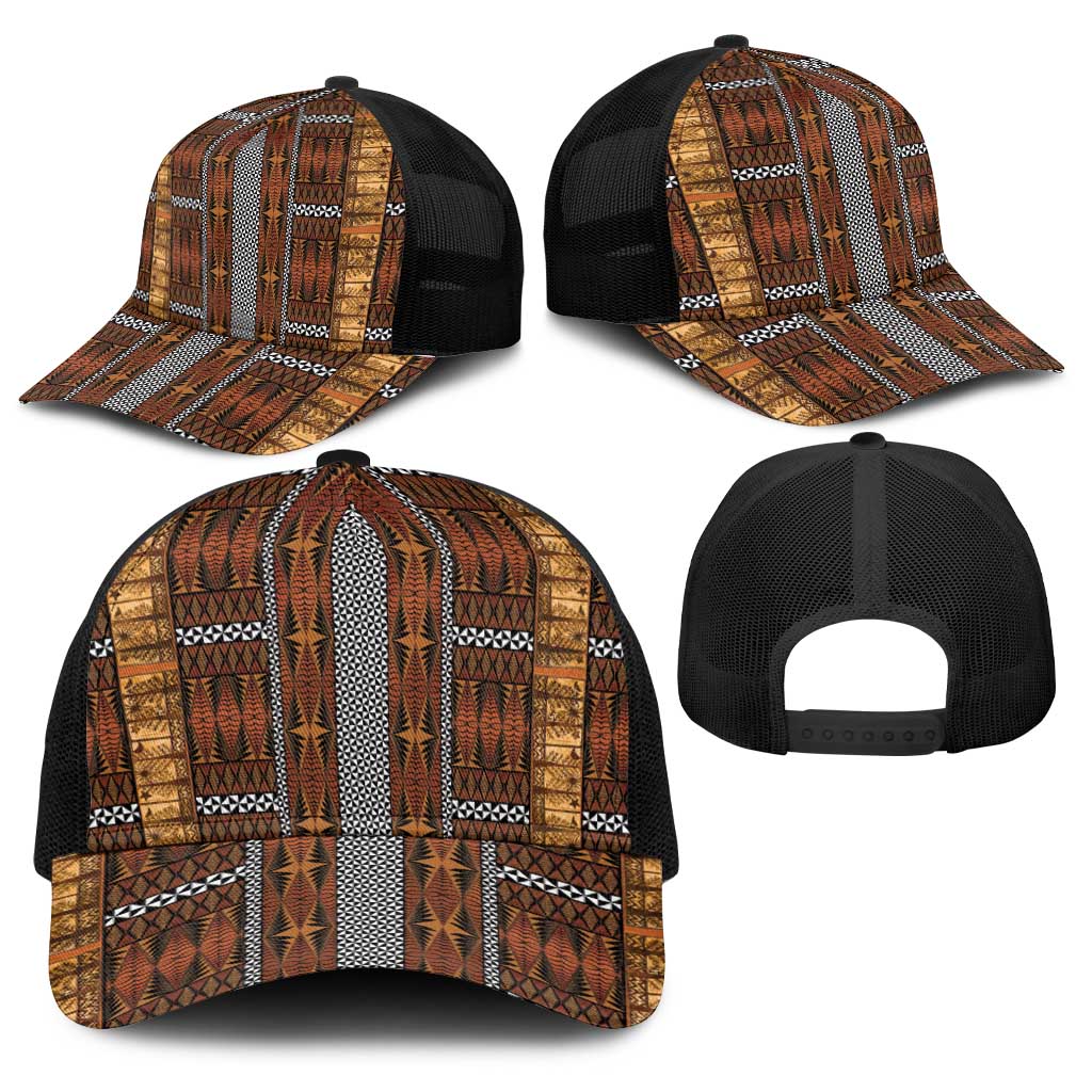 Malo e Lelei Tonga Baseball Net Cap Tongan Ngatu Tapa Cloth LT14 - Polynesian Pride