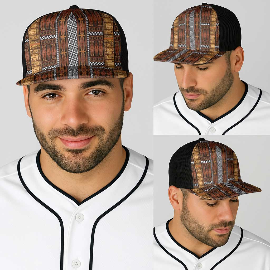 Malo e Lelei Tonga Baseball Net Cap Tongan Ngatu Tapa Cloth LT14 - Polynesian Pride