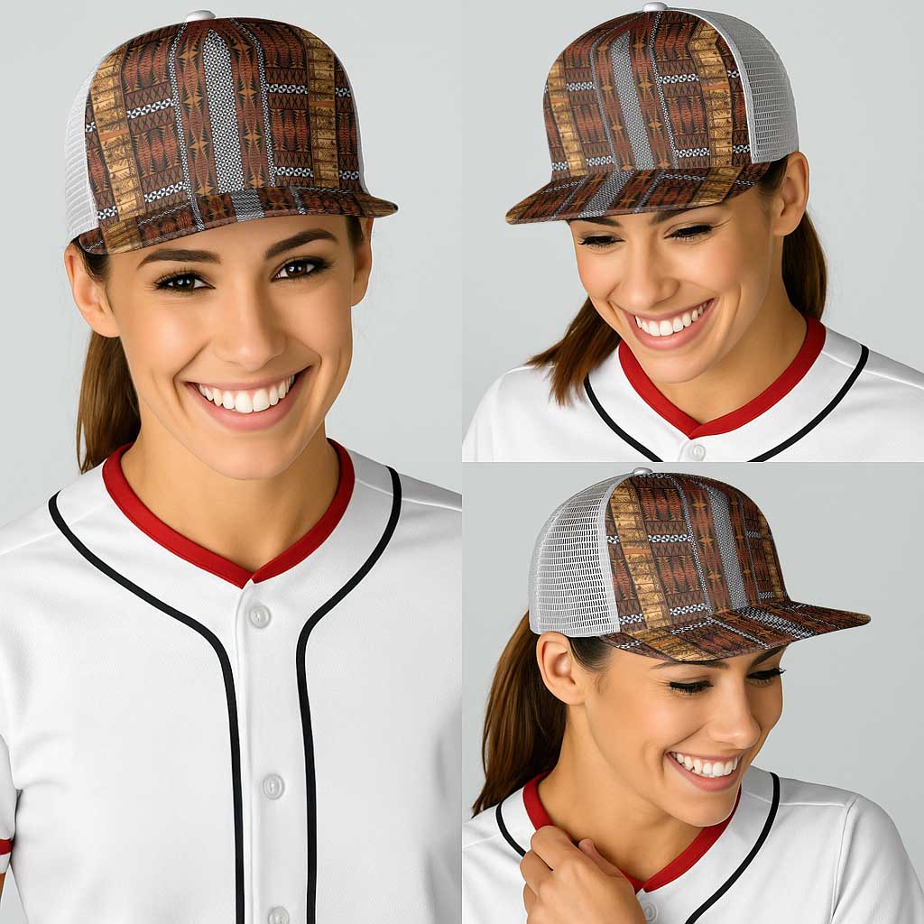 Malo e Lelei Tonga Baseball Net Cap Tongan Ngatu Tapa Cloth LT14 - Polynesian Pride