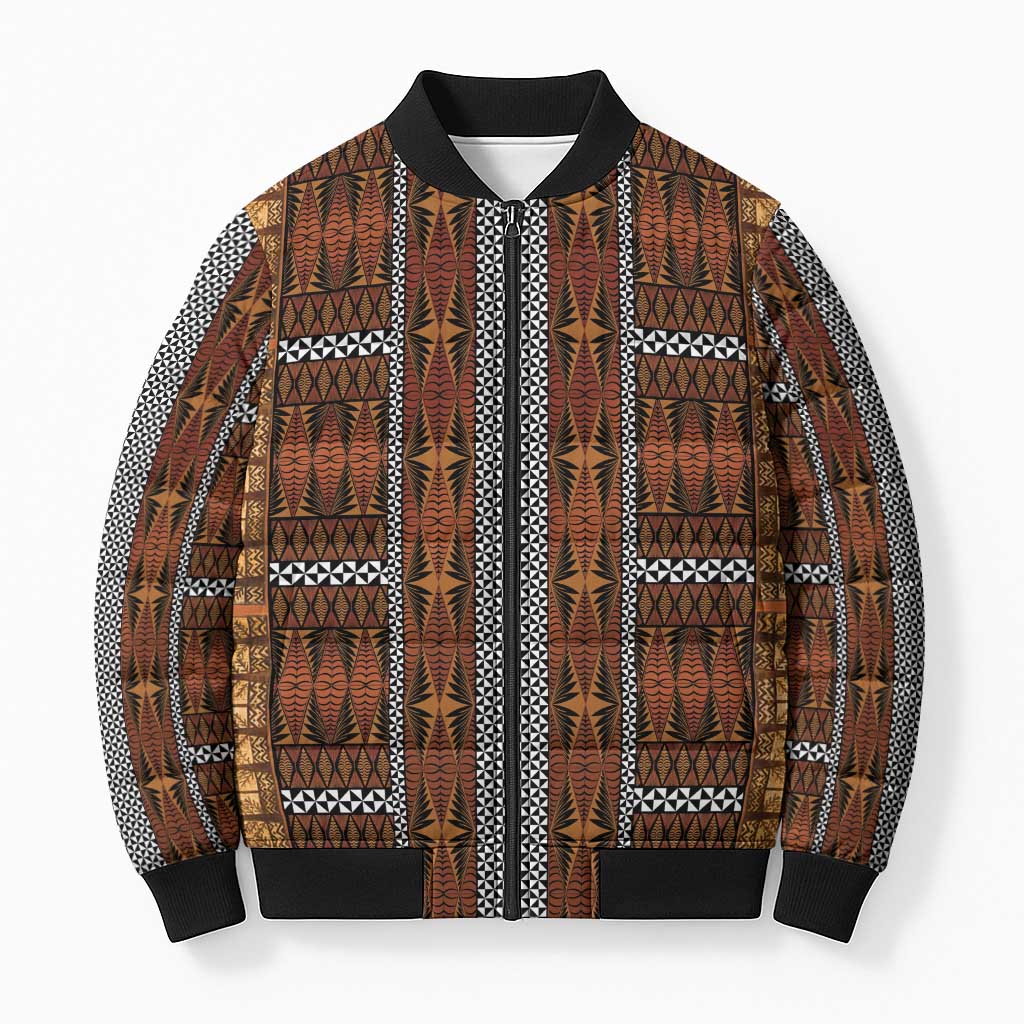 Malo e Lelei Tonga Bomber Puffer Jacket Tongan Ngatu Tapa Cloth - Polynesian Pride