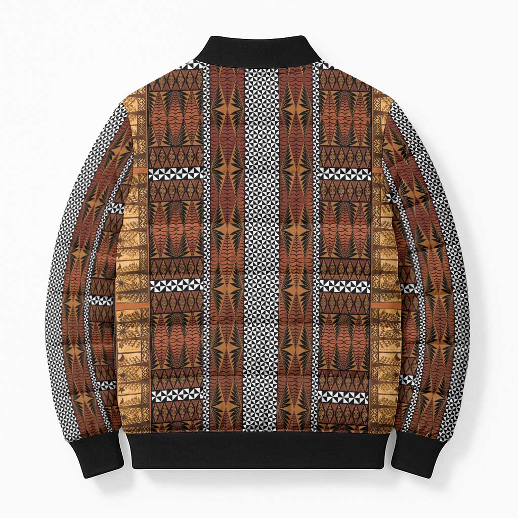 Malo e Lelei Tonga Bomber Puffer Jacket Tongan Ngatu Tapa Cloth - Polynesian Pride