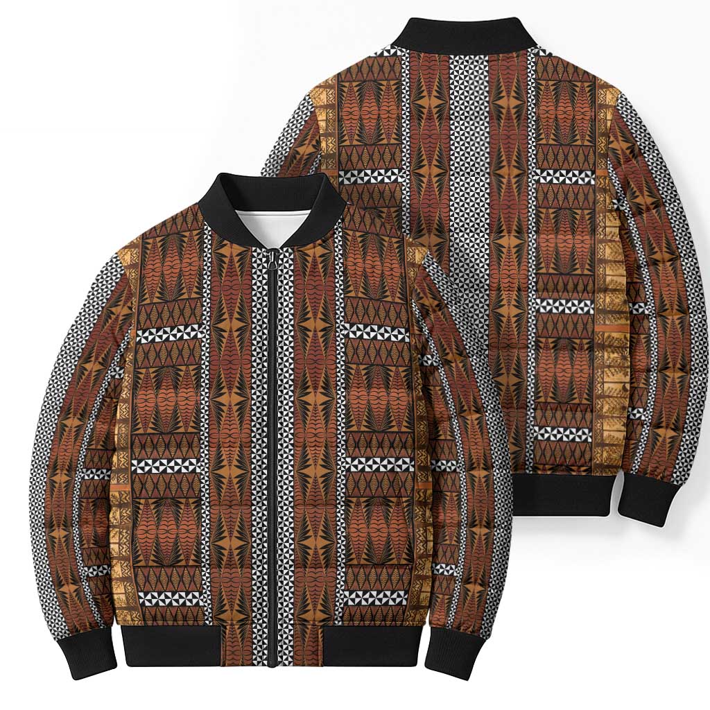 Malo e Lelei Tonga Bomber Puffer Jacket Tongan Ngatu Tapa Cloth - Polynesian Pride