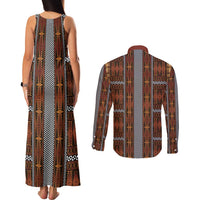 Malo e Lelei Tonga Couples Matching Tank Maxi Dress and Long Sleeve Button Shirt Tongan Ngatu Tapa Cloth - Polynesian Pride