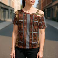 Malo e Lelei Tonga Cross Shoulder Shirt Tongan Ngatu Tapa Cloth - Polynesian Pride