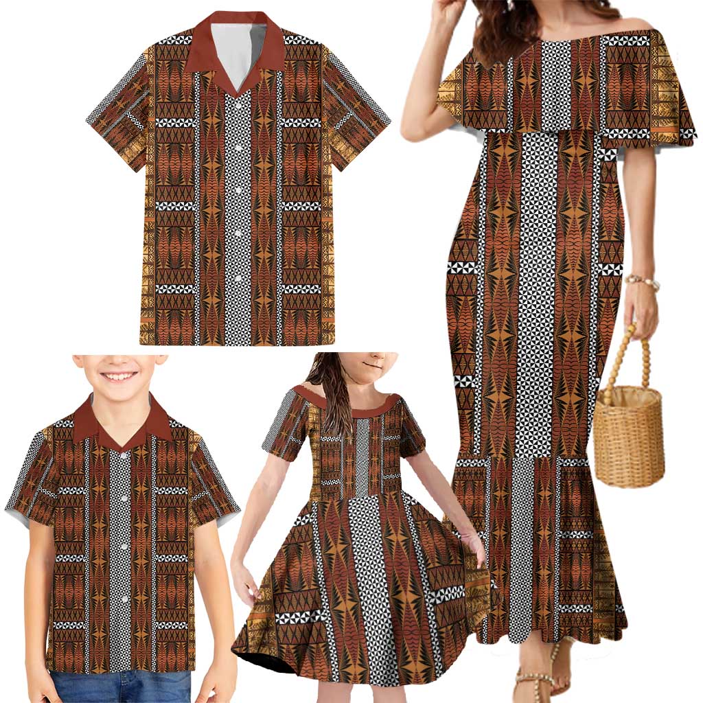 Malo e Lelei Tonga Family Matching Mermaid Dress and Hawaiian Shirt Tongan Ngatu Tapa Cloth - Polynesian Pride