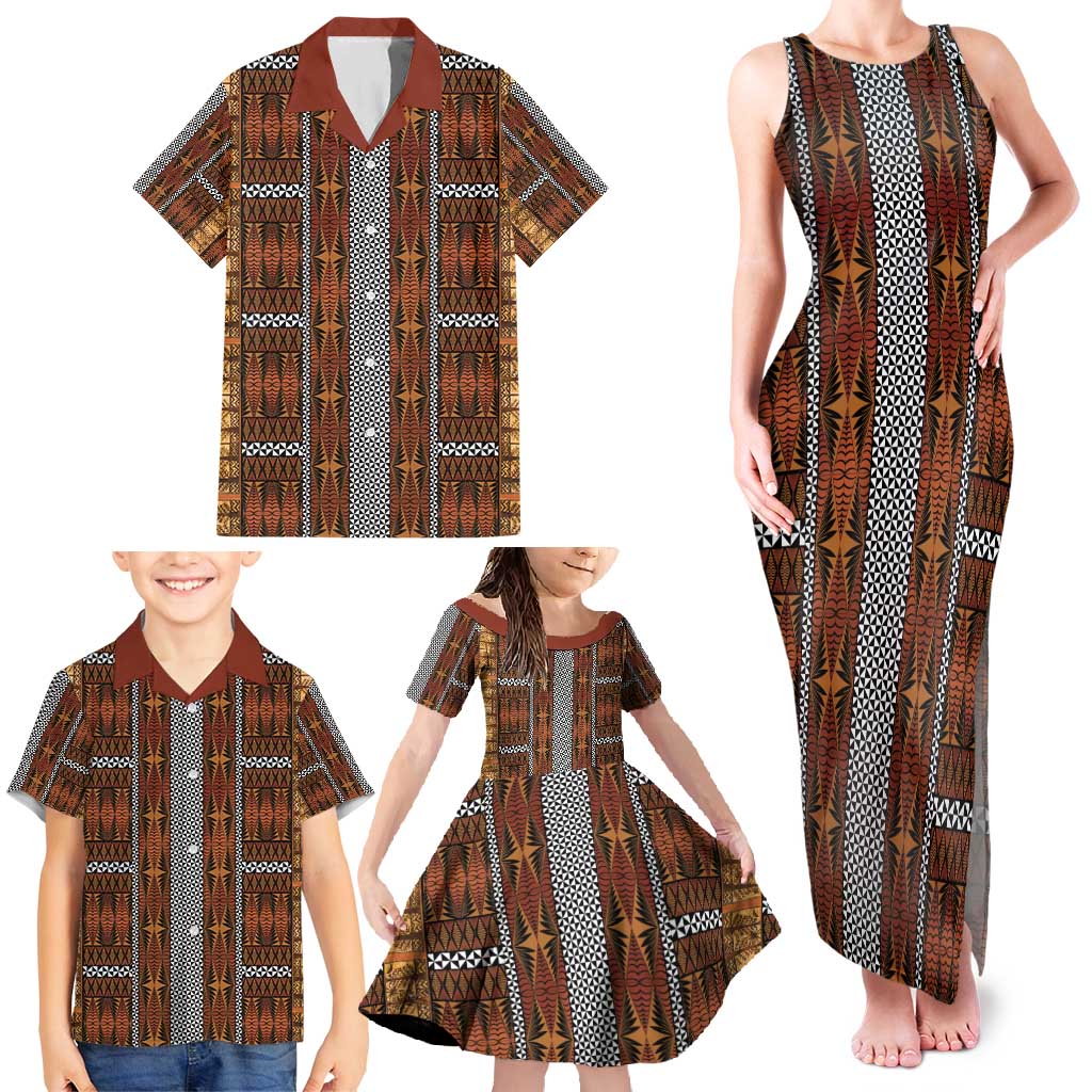 Malo e Lelei Tonga Family Matching Tank Maxi Dress and Hawaiian Shirt Tongan Ngatu Tapa Cloth - Polynesian Pride