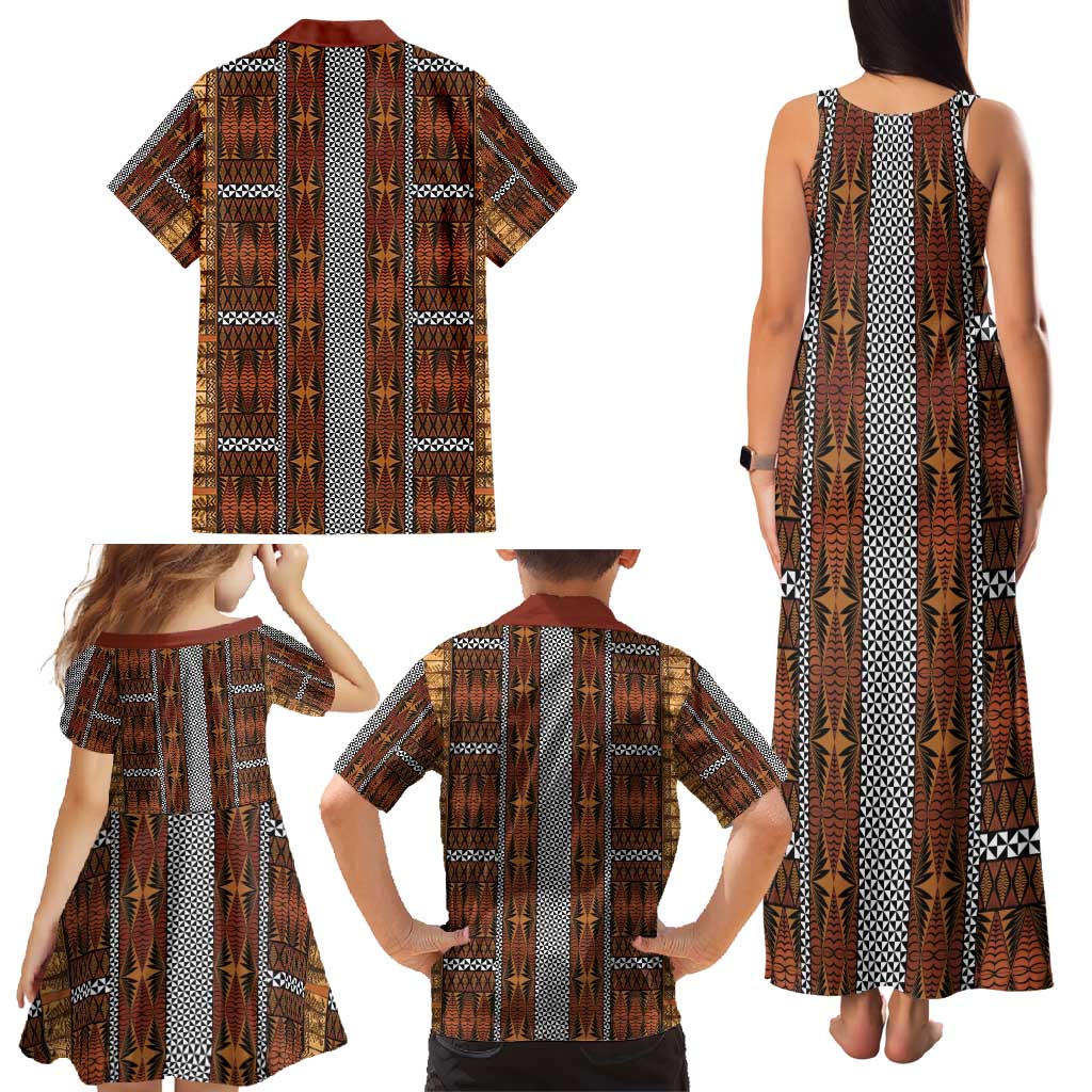 Malo e Lelei Tonga Family Matching Tank Maxi Dress and Hawaiian Shirt Tongan Ngatu Tapa Cloth - Polynesian Pride