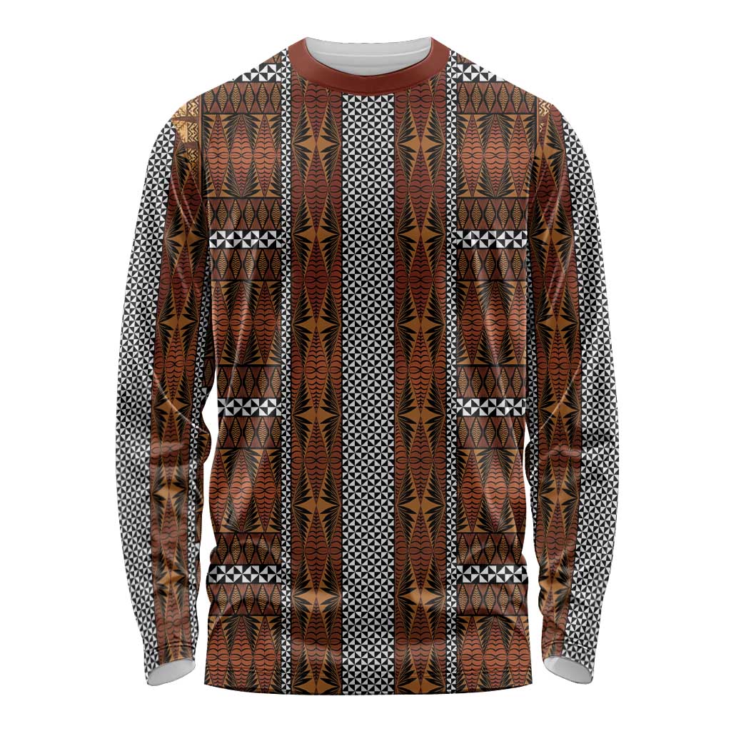 Malo e Lelei Tonga Long Sleeve Shirt Tongan Ngatu Tapa Cloth - Polynesian Pride