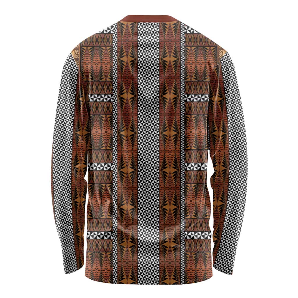 Malo e Lelei Tonga Long Sleeve Shirt Tongan Ngatu Tapa Cloth - Polynesian Pride