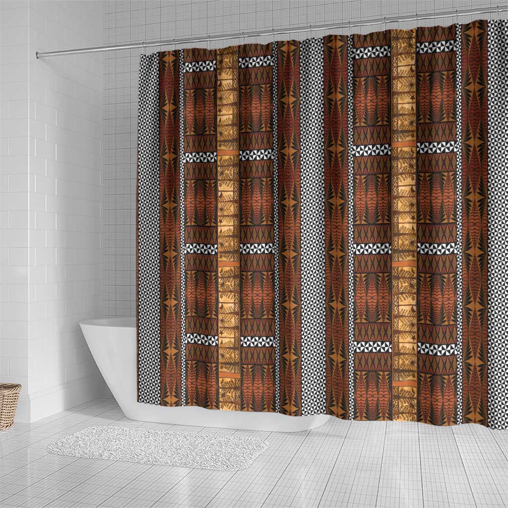 Malo e Lelei Tonga Shower Curtain Tongan Ngatu Tapa Cloth LT14 - Polynesian Pride