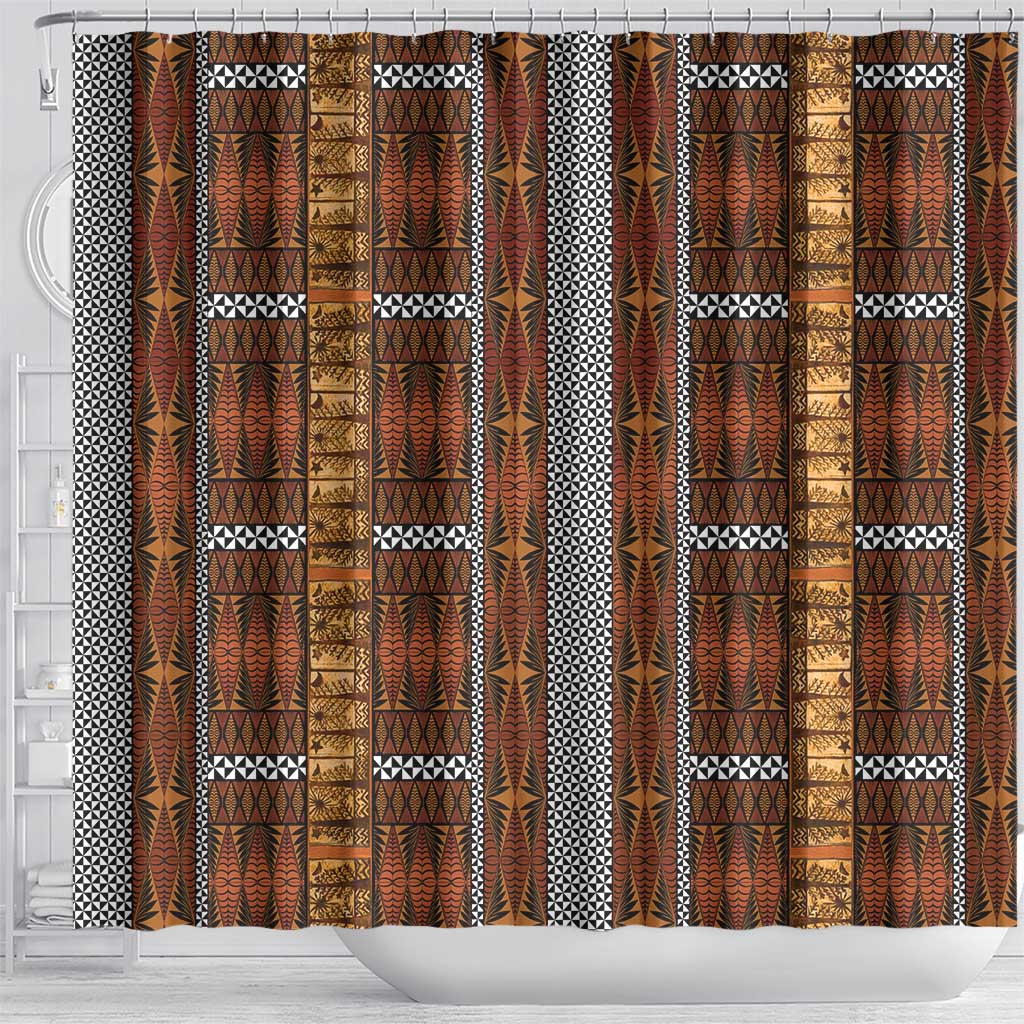 Malo e Lelei Tonga Shower Curtain Tongan Ngatu Tapa Cloth LT14 - Polynesian Pride