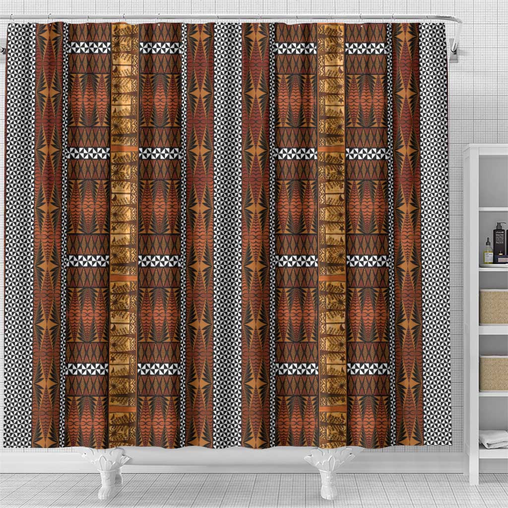 Malo e Lelei Tonga Shower Curtain Tongan Ngatu Tapa Cloth LT14 - Polynesian Pride