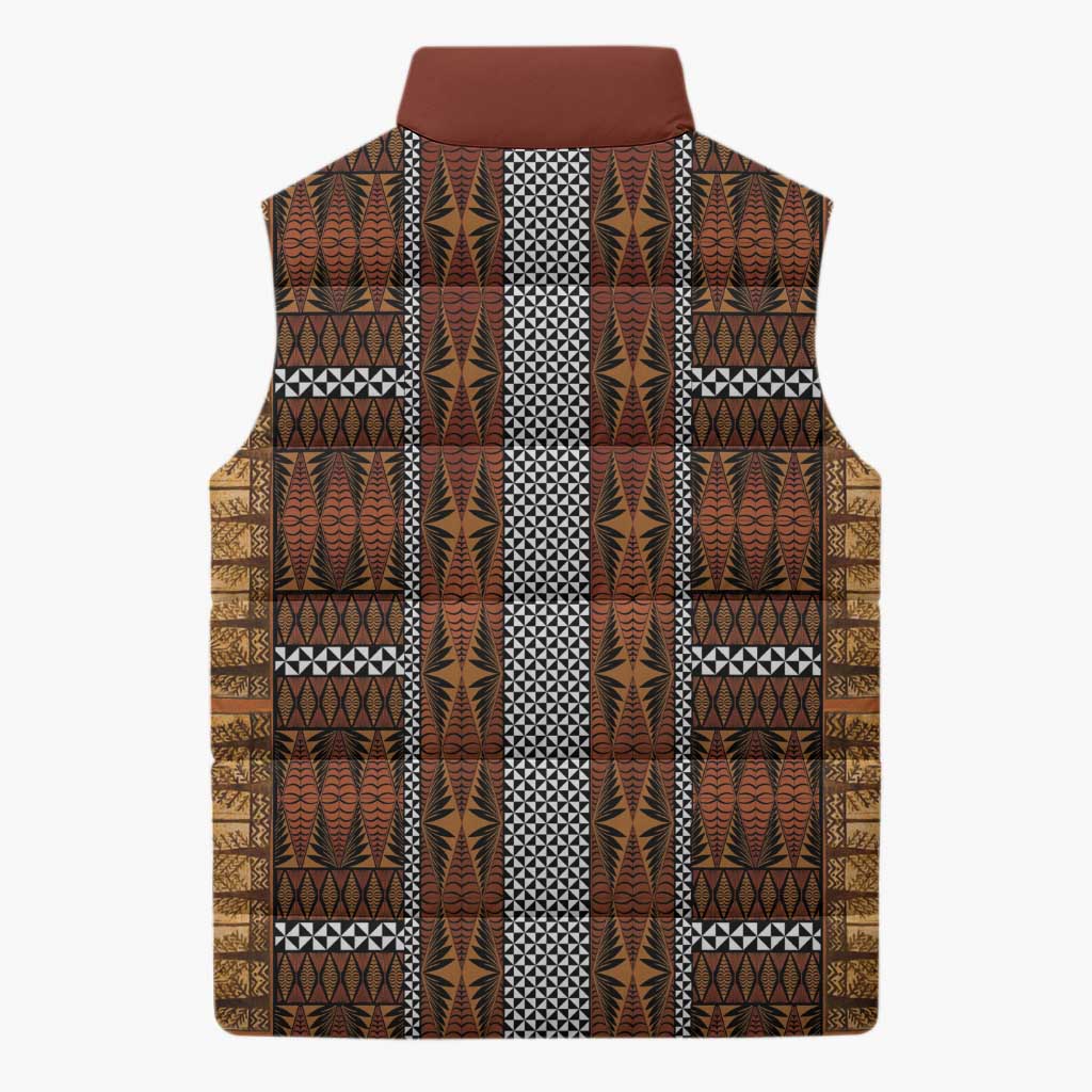 Malo e Lelei Tonga Sleeveless Puffer Jacket Tongan Ngatu Tapa Cloth - Polynesian Pride