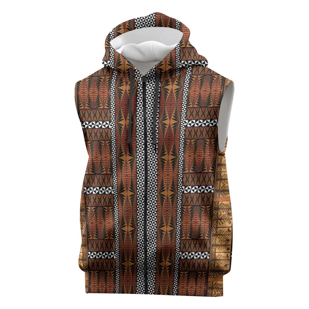 Malo e Lelei Tonga Sleeveless Zip Hoodie Tongan Ngatu Tapa Cloth - Polynesian Pride