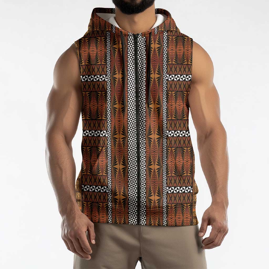 Malo e Lelei Tonga Sleeveless Zip Hoodie Tongan Ngatu Tapa Cloth - Polynesian Pride