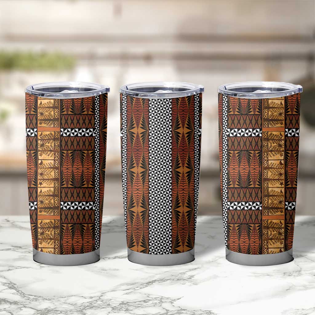Malo e Lelei Tonga Tumbler Cup Tongan Ngatu Tapa Cloth - Polynesian Pride