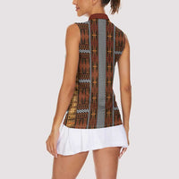 Malo e Lelei Tonga Women Sleeveless Polo Shirt Tongan Ngatu Tapa Cloth - Polynesian Pride