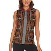Malo e Lelei Tonga Women Sleeveless Polo Shirt Tongan Ngatu Tapa Cloth - Polynesian Pride