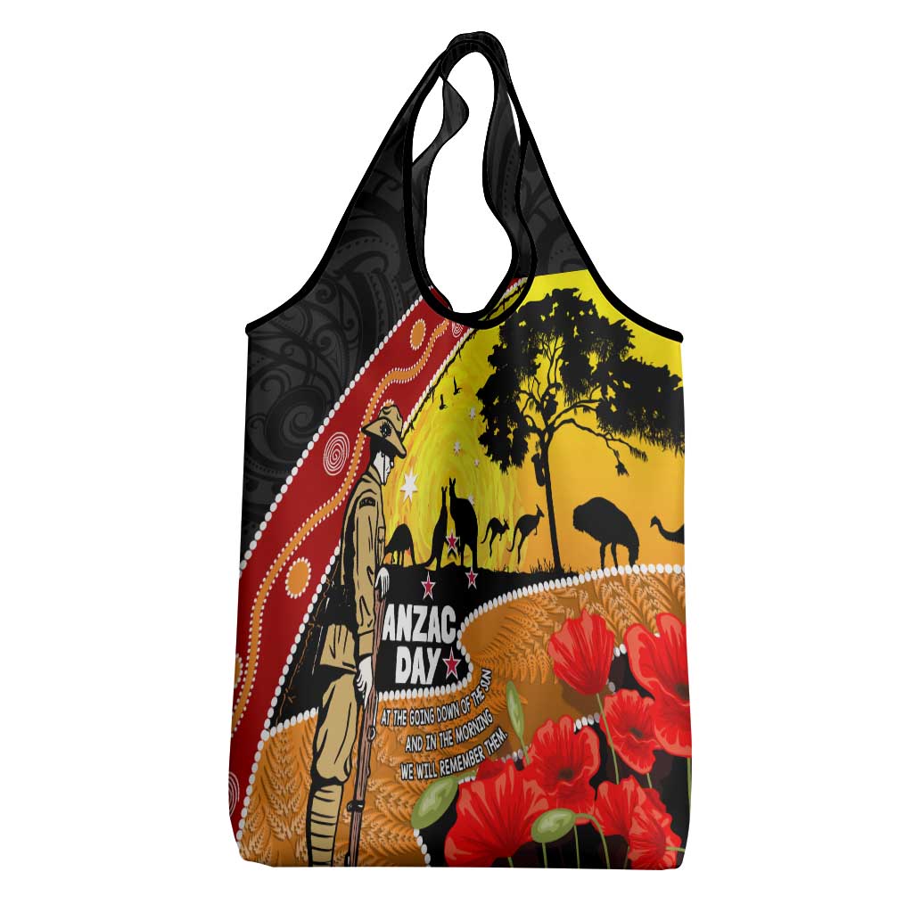 New Zealand And Australia ANZAC Day Grocery Bag Aboriginal Maori Starring Night Style LT14 - Polynesian Pride