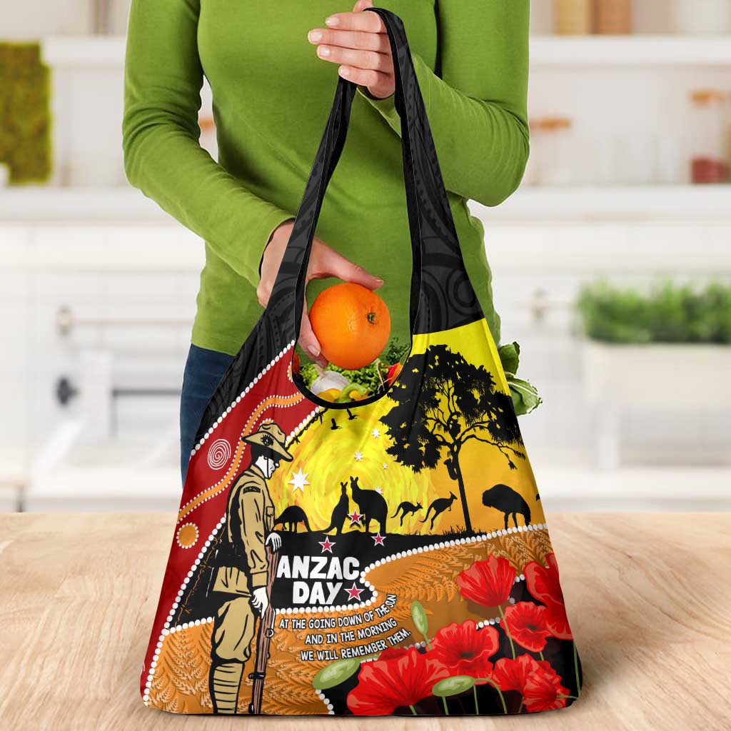 New Zealand And Australia ANZAC Day Grocery Bag Aboriginal Maori Starring Night Style LT14 - Polynesian Pride