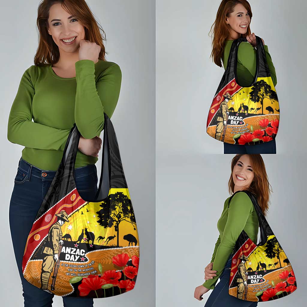 New Zealand And Australia ANZAC Day Grocery Bag Aboriginal Maori Starring Night Style LT14 - Polynesian Pride