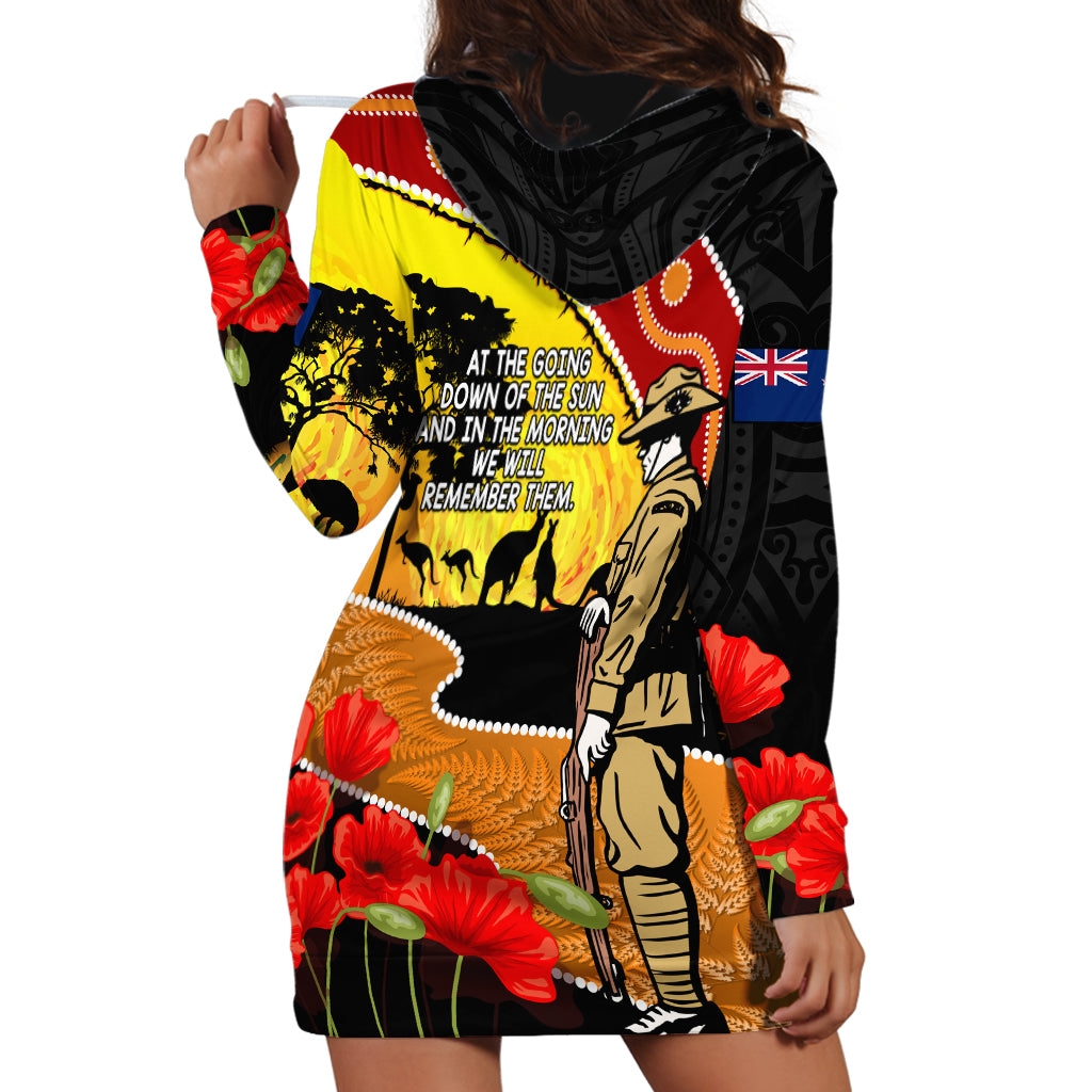 New Zealand And Australia ANZAC Day Hoodie Dress Aboriginal Maori Starring Night Style LT14 - Polynesian Pride