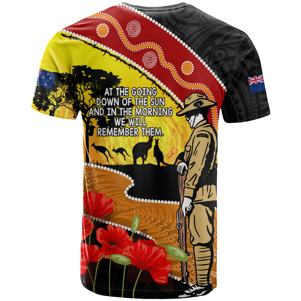 New Zealand And Australia ANZAC Day T Shirt Aboriginal Maori Starring Night Style LT14 - Polynesian Pride