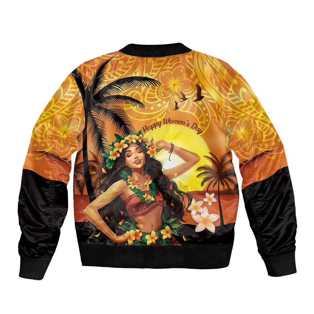 Aloha Hawaii Women's Day Bomber Jacket Hula Girl With Sunset Vibes LT14 - Polynesian Pride
