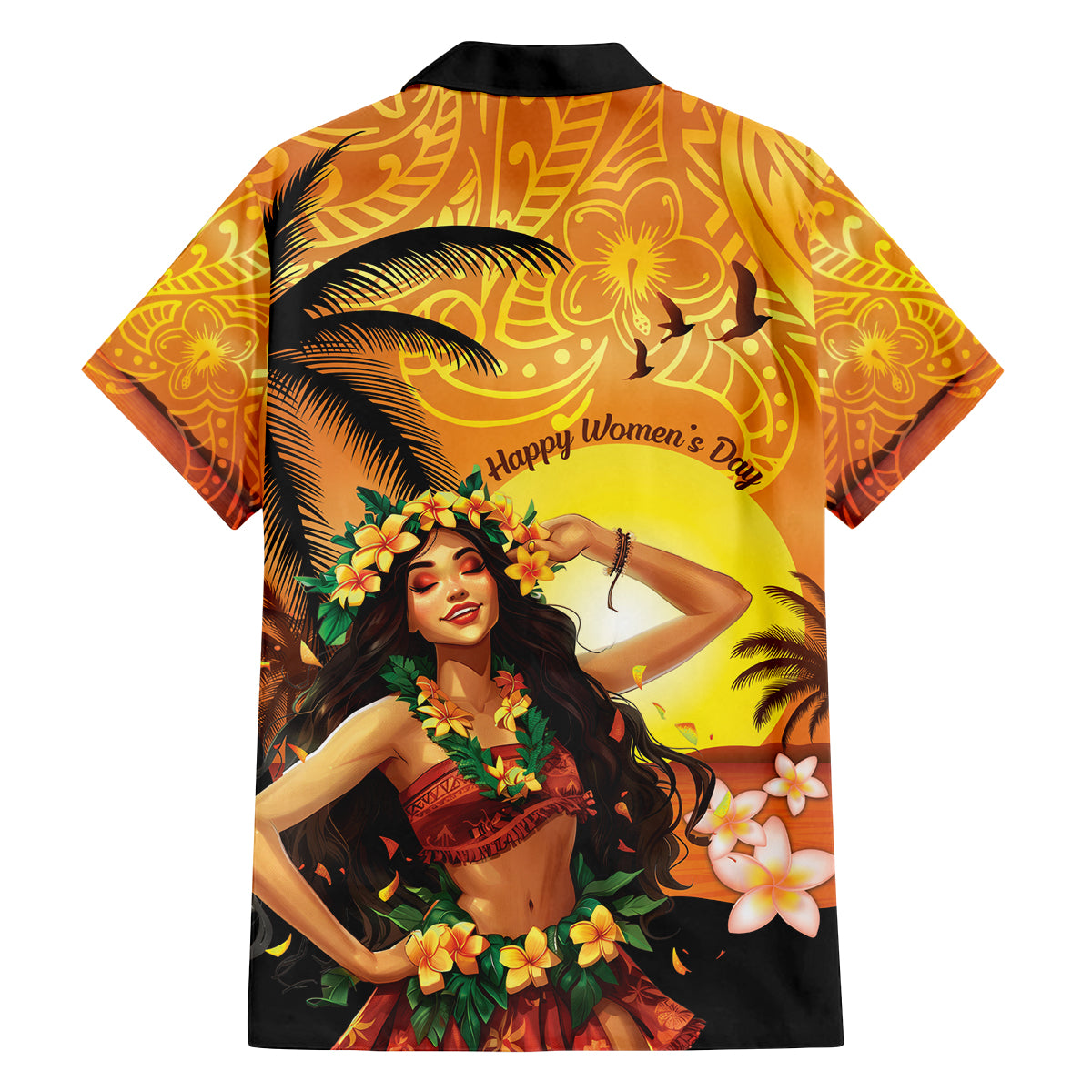 Aloha Hawaii Women's Day Family Matching Long Sleeve Bodycon Dress and Hawaiian Shirt Hula Girl With Sunset Vibes LT14 - Polynesian Pride