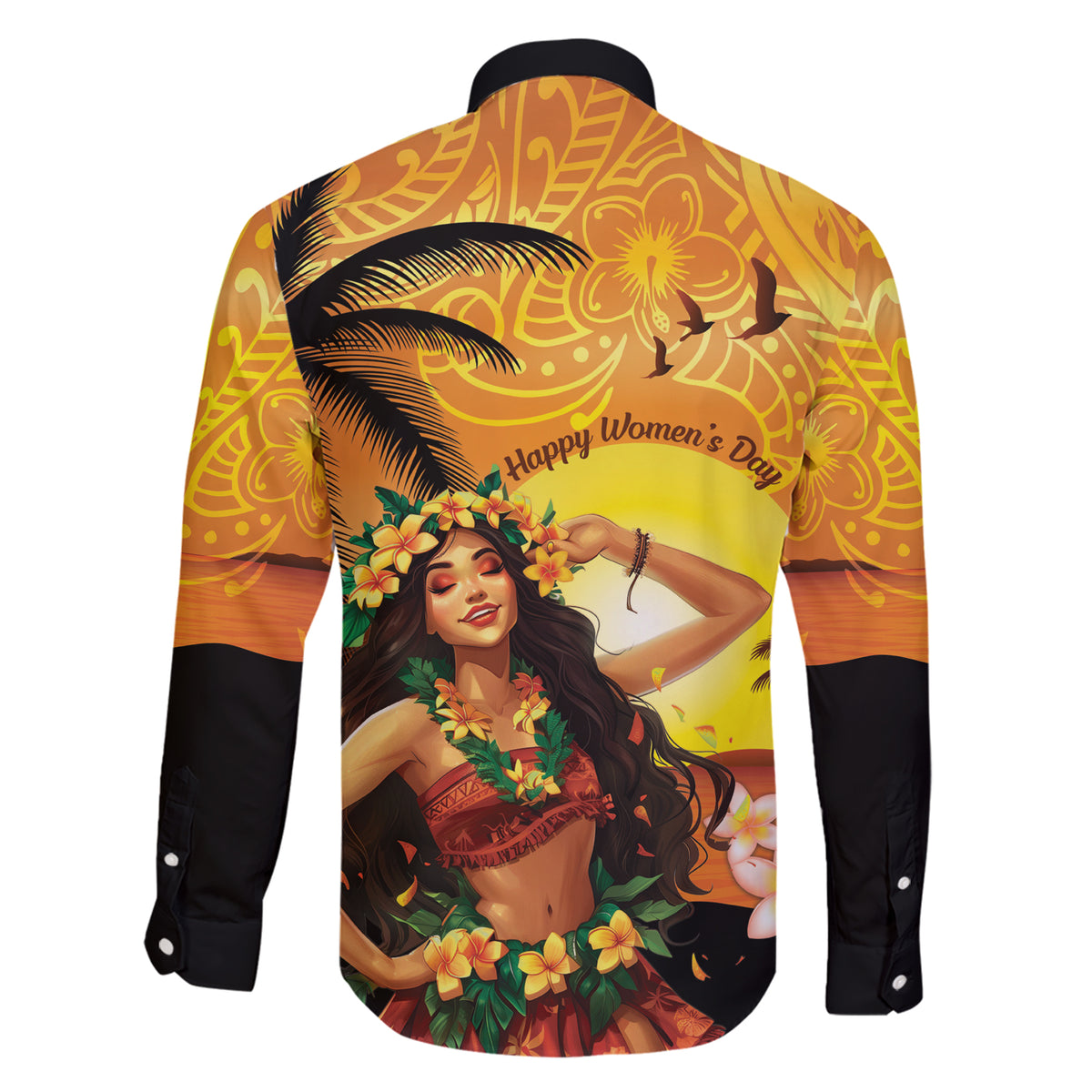 Aloha Hawaii Women's Day Family Matching Short Sleeve Bodycon Dress and Hawaiian Shirt Hula Girl With Sunset Vibes LT14 - Polynesian Pride