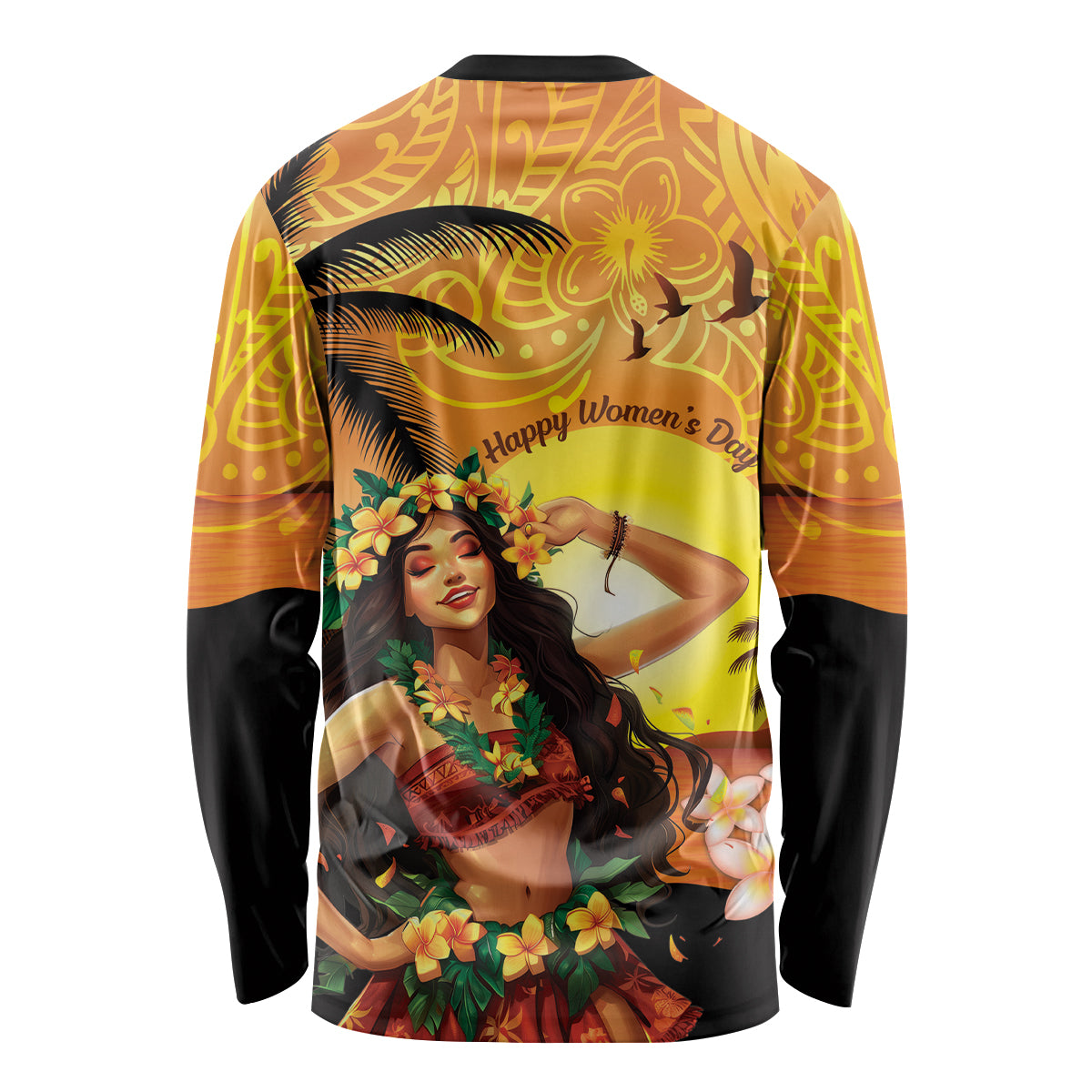 Aloha Hawaii Women's Day Long Sleeve Shirt Hula Girl With Sunset Vibes LT14 - Polynesian Pride