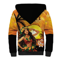 Aloha Hawaii Women's Day Sherpa Hoodie Hula Girl With Sunset Vibes LT14 - Polynesian Pride