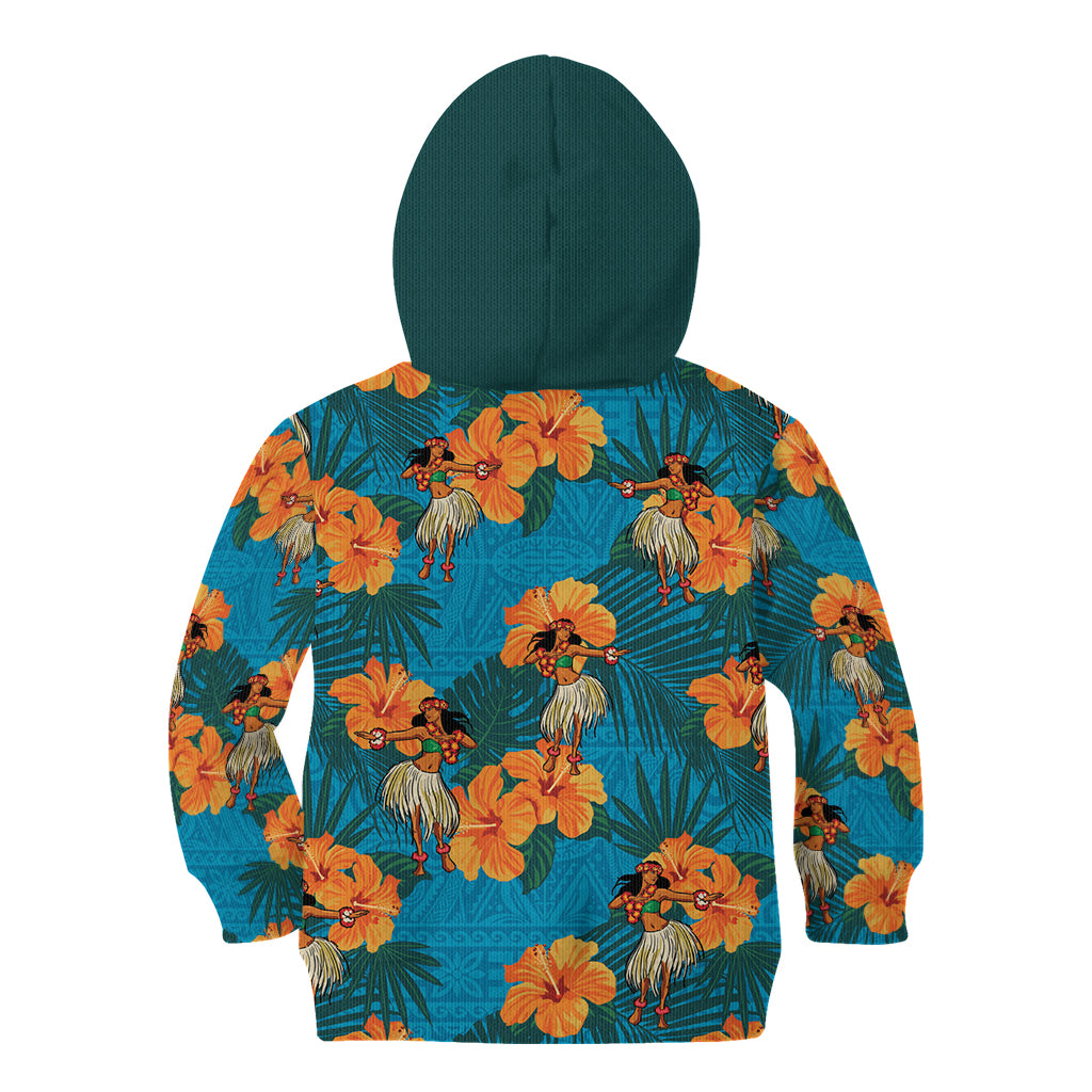 Hawaii Luau Party Kid Hoodie Dancing Girl Tropical Flowers LT14 - Polynesian Pride