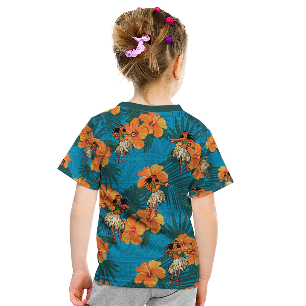 Hawaii Luau Party Kid T Shirt Dancing Girl Tropical Flowers LT14 - Polynesian Pride