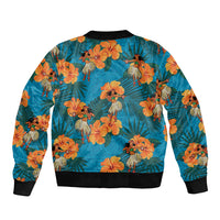 Hawaii Luau Party Sleeve Zip Bomber Jacket Dancing Girl Tropical Flowers LT14 - Polynesian Pride