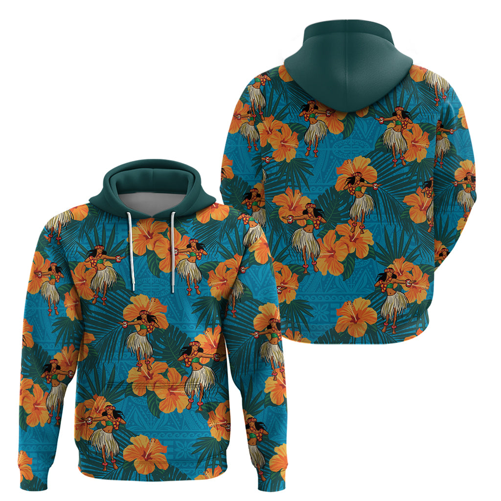 Hawaii Luau Party Zip Hoodie Dancing Girl Tropical Flowers LT14 - Polynesian Pride