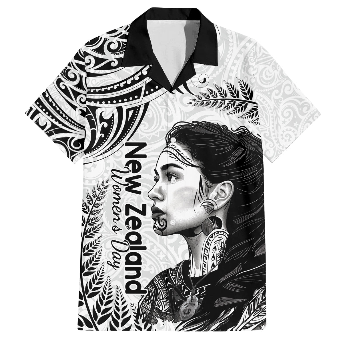 New Zealand Women's Day Family Matching Off Shoulder Long Sleeve Dress and Hawaiian Shirt Aotearoa Kia Whakapumau Te Mana Wahine LT14 Dad's Shirt - Short Sleeve White - Polynesian Pride